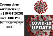 Corona virus world news update ( 10\04\2020) time:- 1:00 PM कोरोनावायरस वर्ल्ड न्यूज़ अपडेट