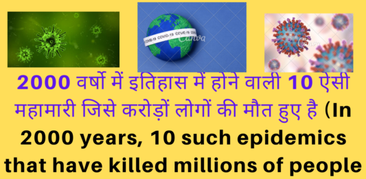 2000 वर्षो में इतिहास में होने वाली 10 ऐसी महामारी जिसे करोड़ों लोगों की मौत हुए है (In 2000 years, 10 such epidemics that have killed millions of people in history )