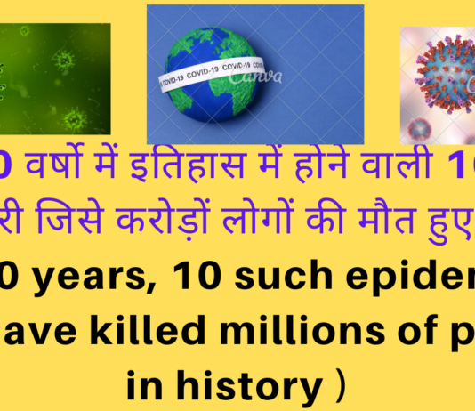 2000 वर्षो में इतिहास में होने वाली 10 ऐसी महामारी जिसे करोड़ों लोगों की मौत हुए है (In 2000 years, 10 such epidemics that have killed millions of people in history )